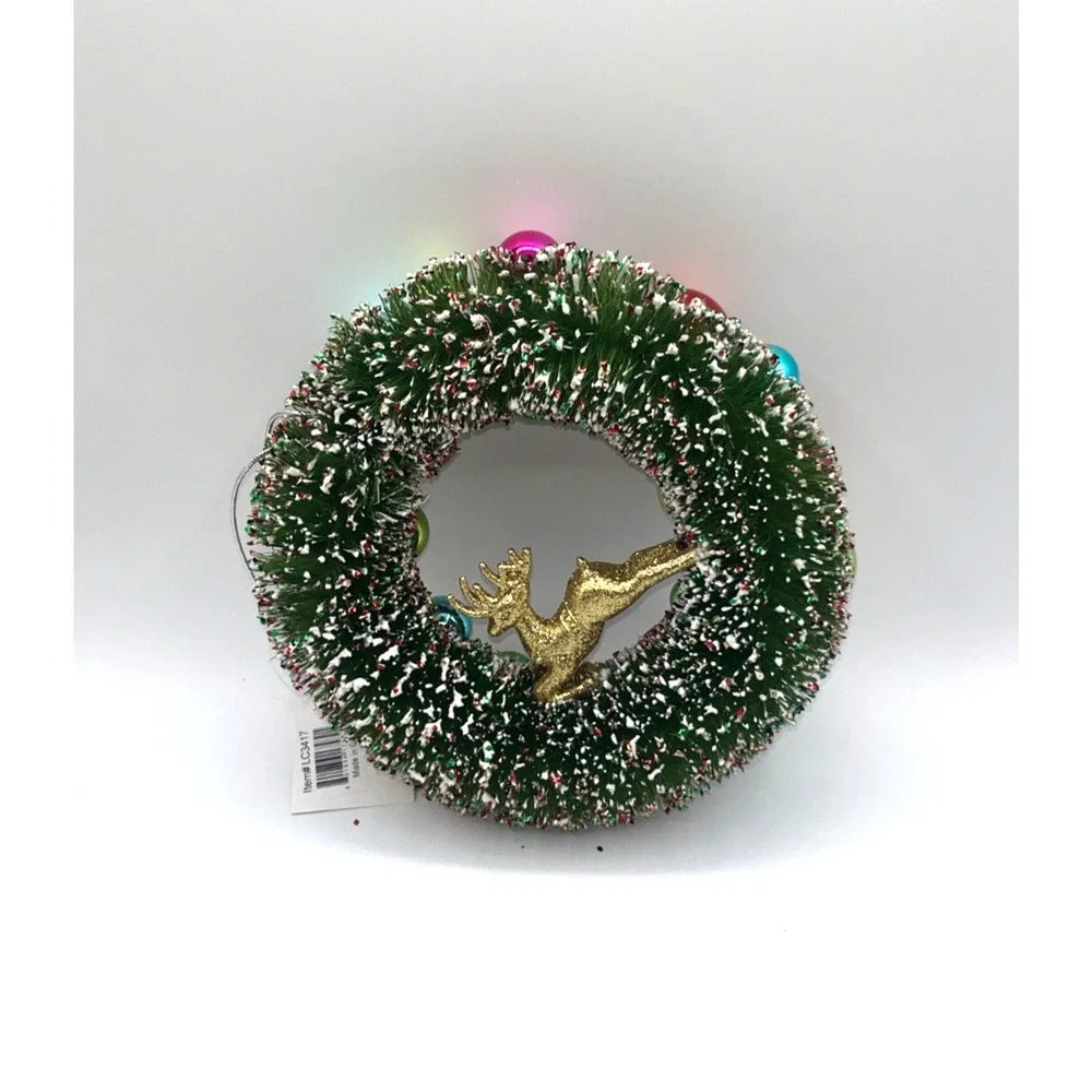 Bethany Lowe Kitschmas Bottle Brush Wreath with Deer 9.75" Out of Stock Unique - Picture 5 of 10